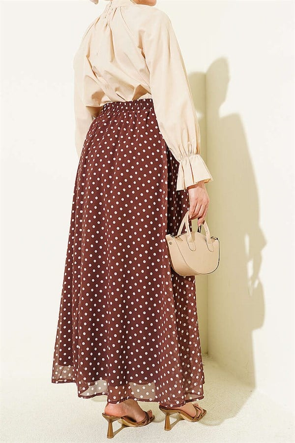 Polka Dot Chiffon Skirt, Brown