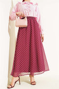 Polka Dot Chiffon Skirt, Plum