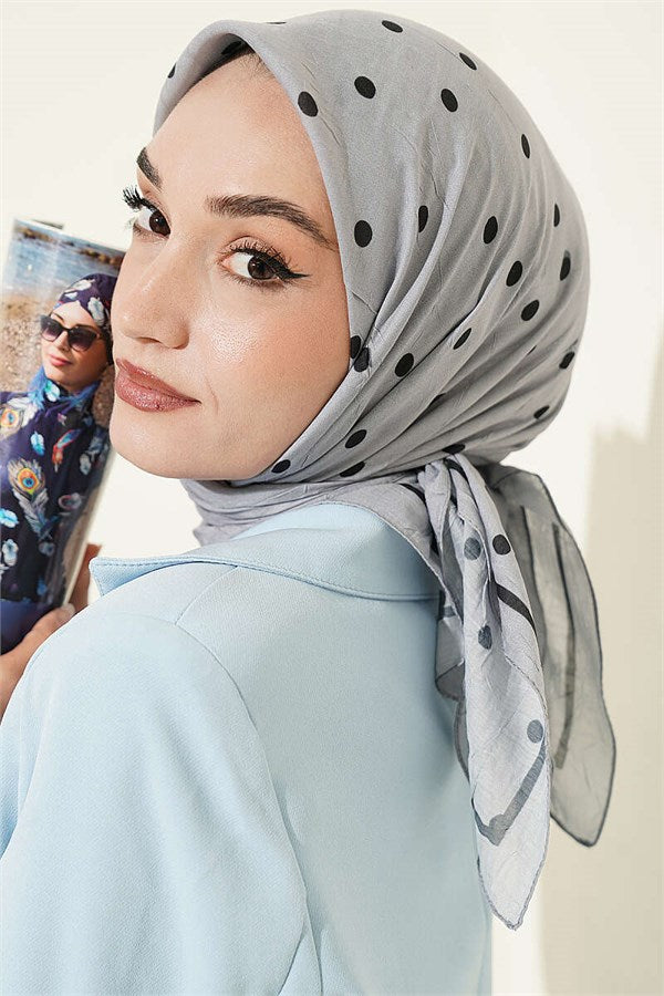 Polka Dot Bamboo Kash Scarf Grey