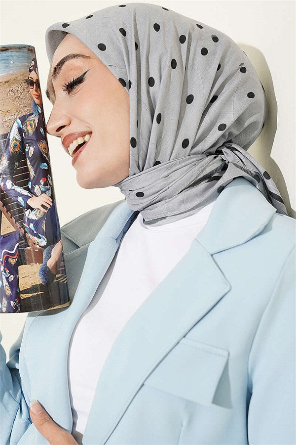 Polka Dot Bamboo Kash Scarf Grey