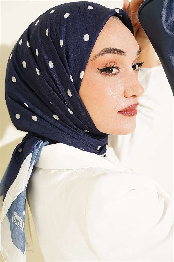 Polka Dot Bamboo Kash Scarf Navy Blue