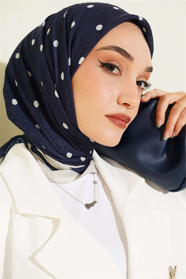 Polka Dot Bamboo Kash Scarf Navy Blue