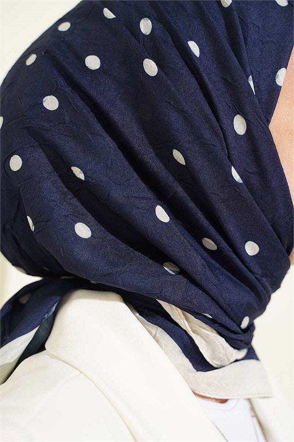 Polka Dot Bamboo Kash Scarf Navy Blue