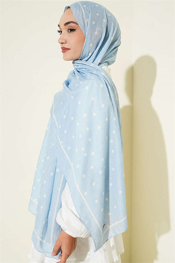 Polka Dot Bamboo Kras Scarf Baby Blue
