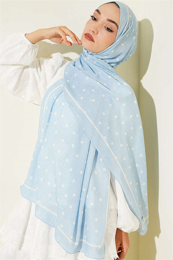 Polka Dot Bamboo Kras Scarf Baby Blue