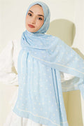 Polka Dot Bamboo Kras Scarf Baby Blue