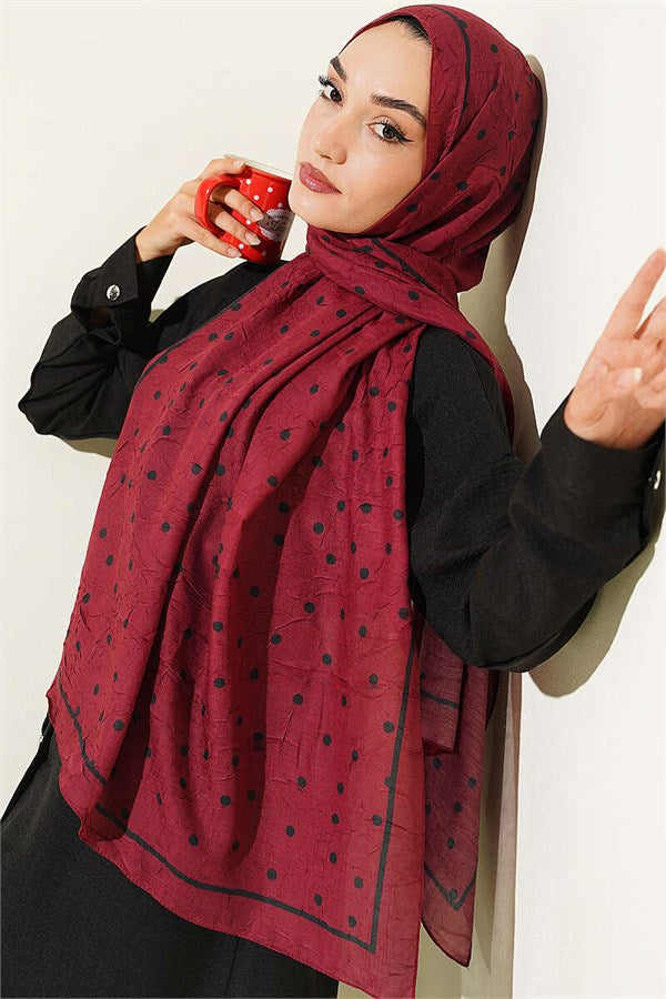 Polka Dot Bamboo Krasnoye Shawl Burgundy
