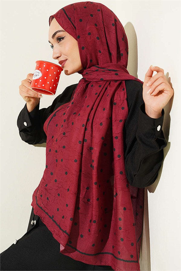 Polka Dot Bamboo Krasnoye Shawl Burgundy
