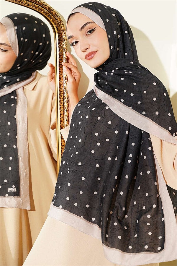 Polka Dot Bamboo Krasnoye Shawl Black Beige