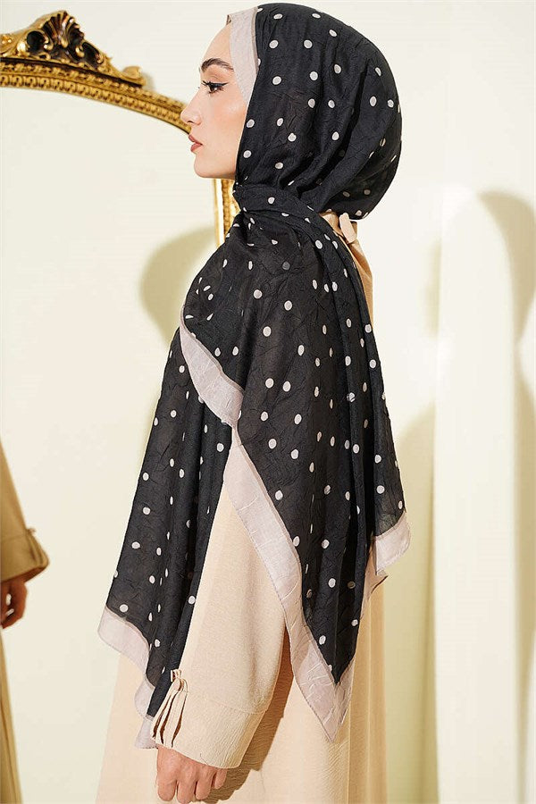 Polka Dot Bamboo Krasnoye Shawl Black Beige