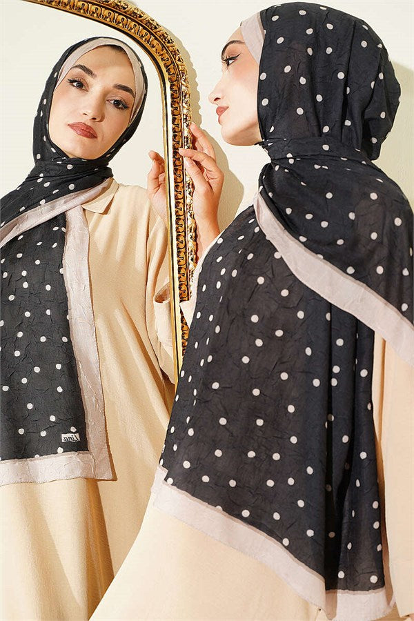 Polka Dot Bamboo Krasnoye Shawl Black Beige