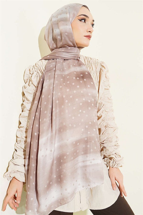 Polka Dot Gradient Scarf Light Mink
