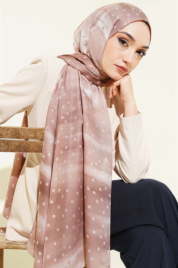 Polka Dot Gradient Scarf Soft Brown