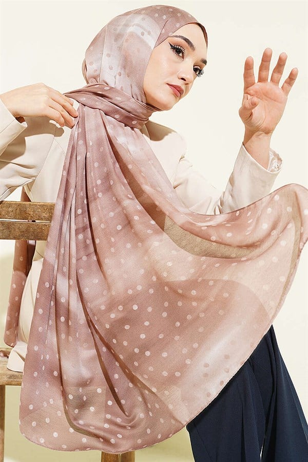 Polka Dot Gradient Scarf Soft Brown
