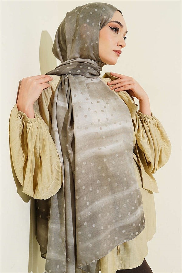 Polka Dot Gradient Scarf Stone Grey