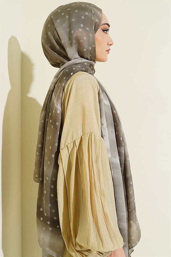 Polka Dot Gradient Scarf Stone Grey