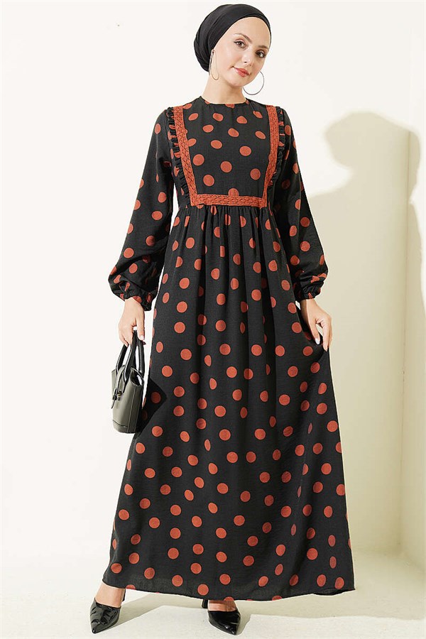 Polka Dot Ruffled Dress, Terracotta