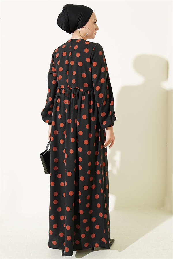 Polka Dot Ruffled Dress, Terracotta