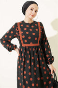 Polka Dot Ruffled Dress, Terracotta