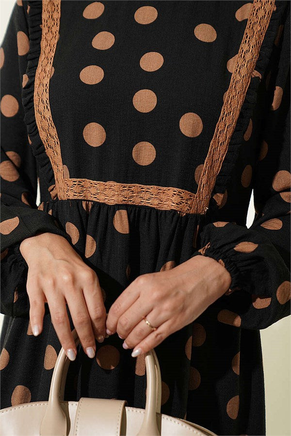 Polka Dot Ruffled Dress Latte