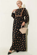 Polka Dot Ruffled Dress Latte