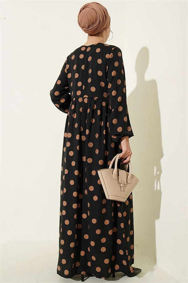 Polka Dot Ruffled Dress Latte