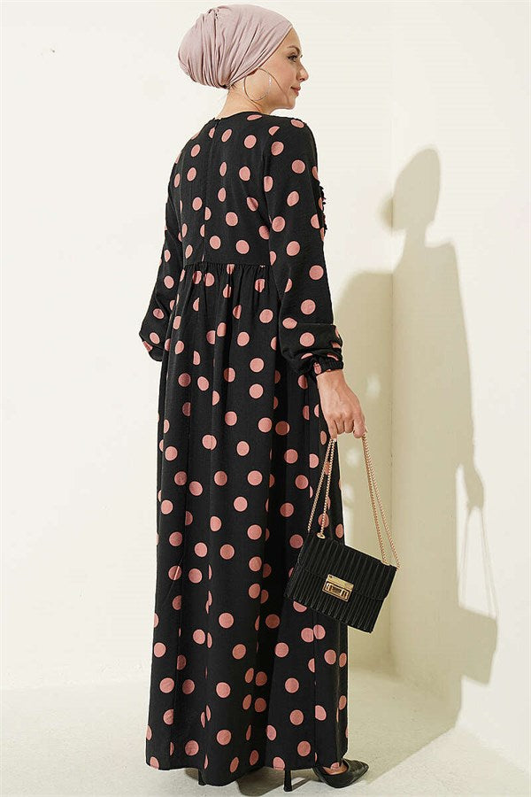 Polka Dot Ruffled Dress Powder Pink