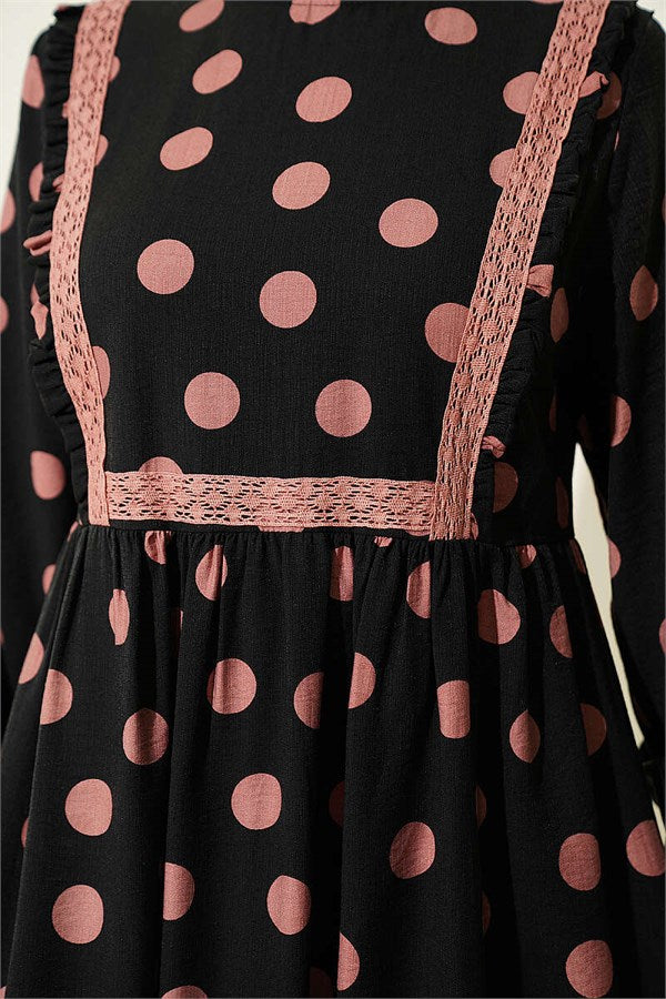 Polka Dot Ruffled Dress Powder Pink