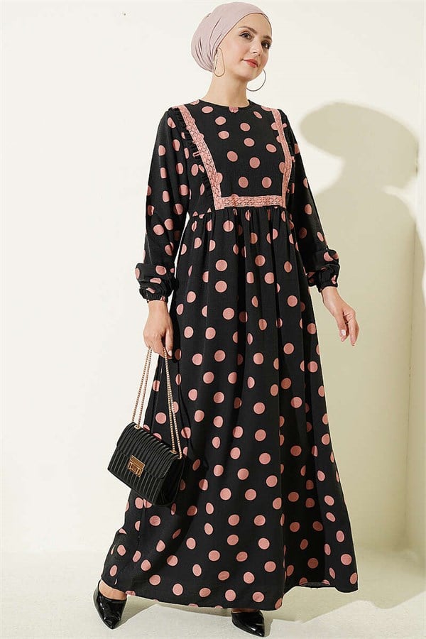 Polka Dot Ruffled Dress Powder Pink