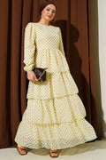 Yellow Polka Dot Layered Chiffon Dress