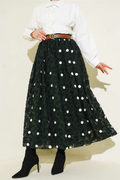 Polka Dot Belted Skirt, Khaki