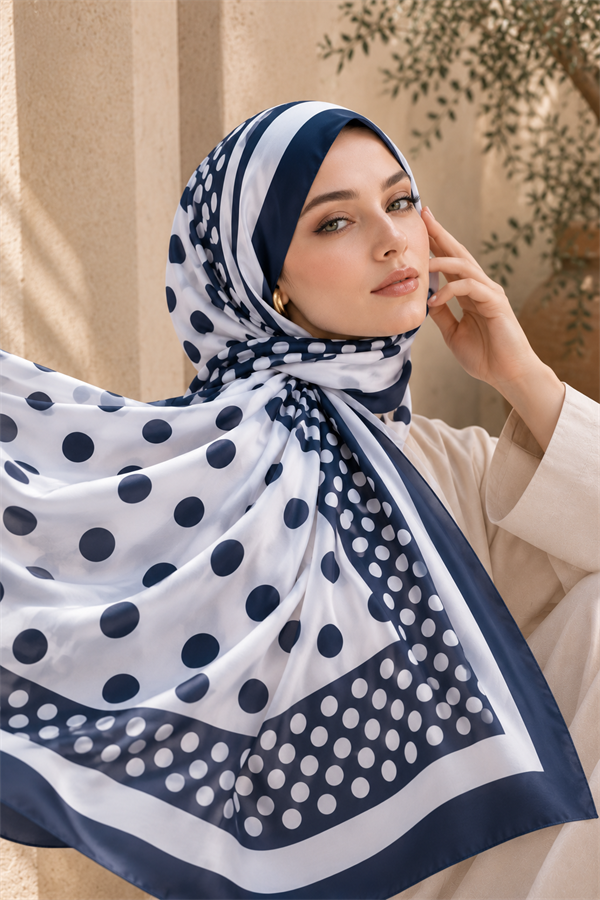 Polka Dot Scarf Series Navy Blue