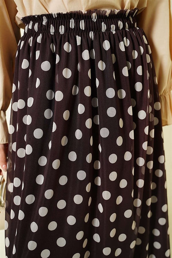 Polka Dot Chiffon Skirt, Brown