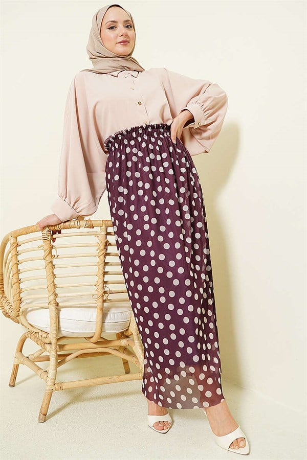 Polka Dot Chiffon Skirt, Plum