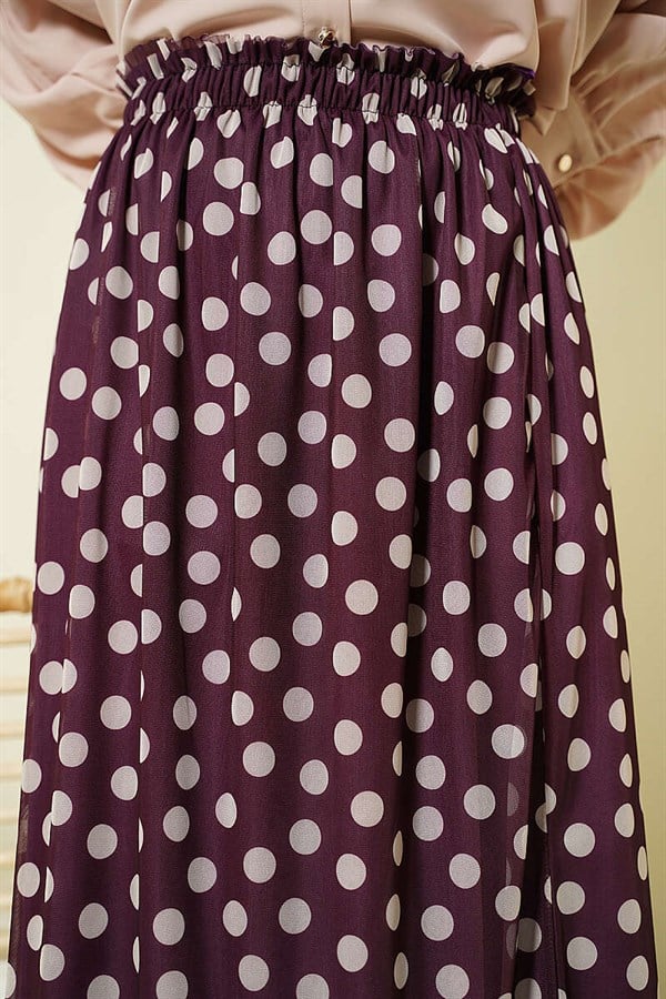 Polka Dot Chiffon Skirt, Plum