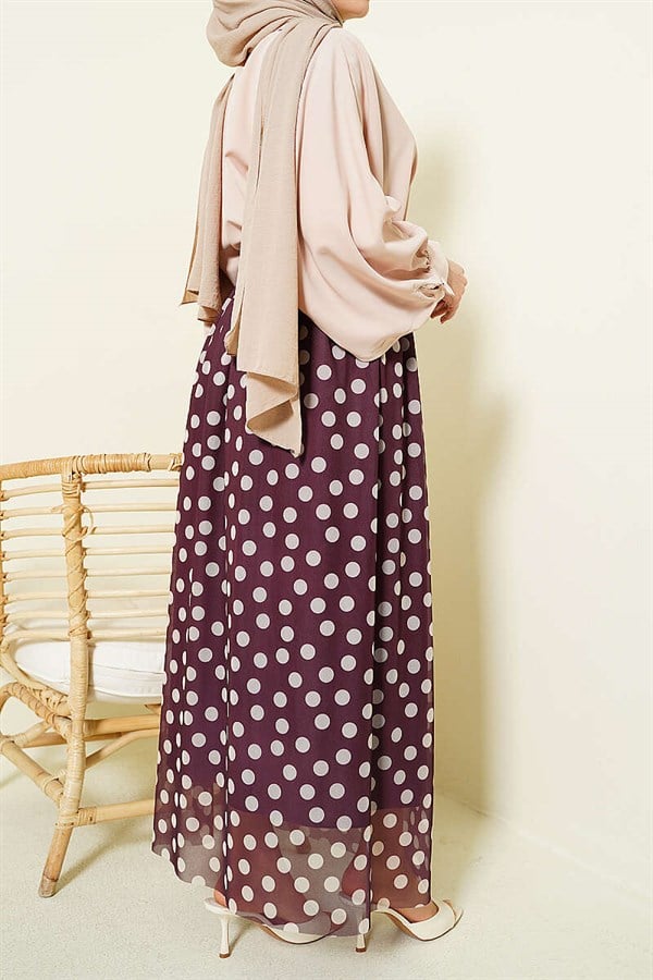 Polka Dot Chiffon Skirt, Plum