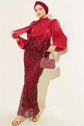 Evening Dress 2 Piece Set with Sequin Skirt in Burgundy