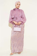 Sequin Embellished Skirt Evening Dress 2 Piece Set in Powder Pink