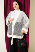 Sequined Mesh Cardigan, Ecru