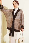 Sequined Mesh Cardigan, Coffee