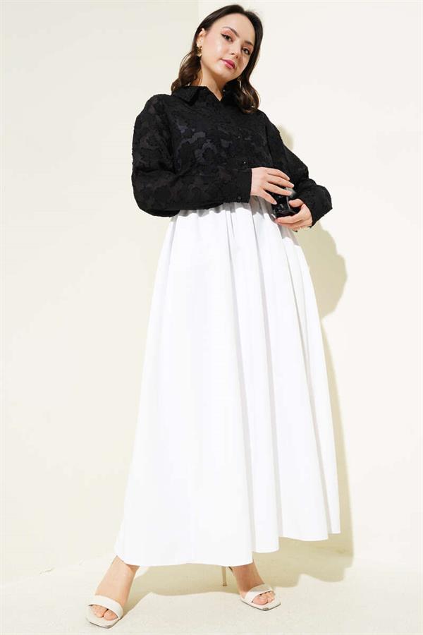 Tassel Flower Pattern Transparent Shirt Black