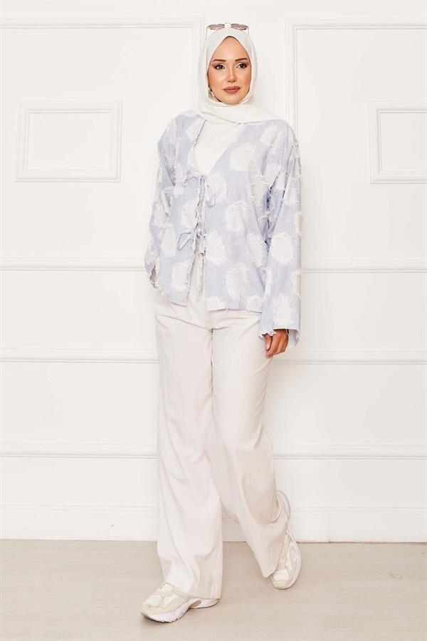Tassel Detail Front Tie Kimono Indigo