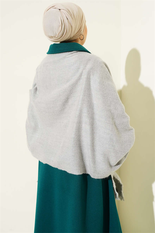 Grey Shoulder Shawl with Tassel Detail