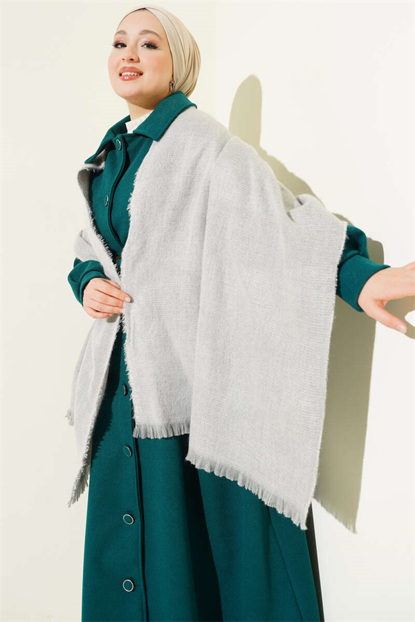 Grey Shoulder Shawl with Tassel Detail