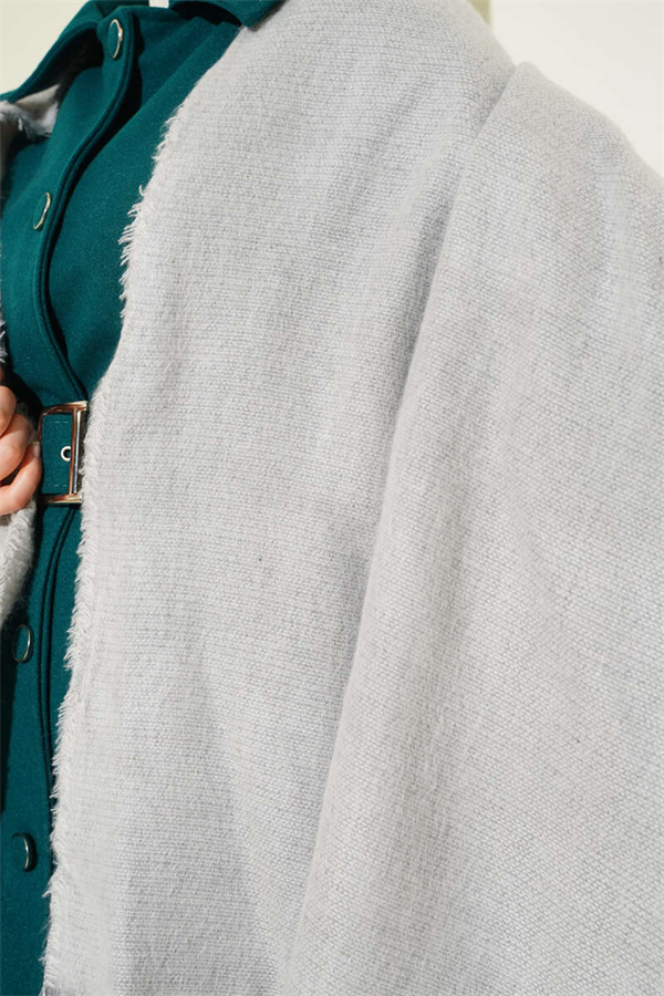 Grey Shoulder Shawl with Tassel Detail