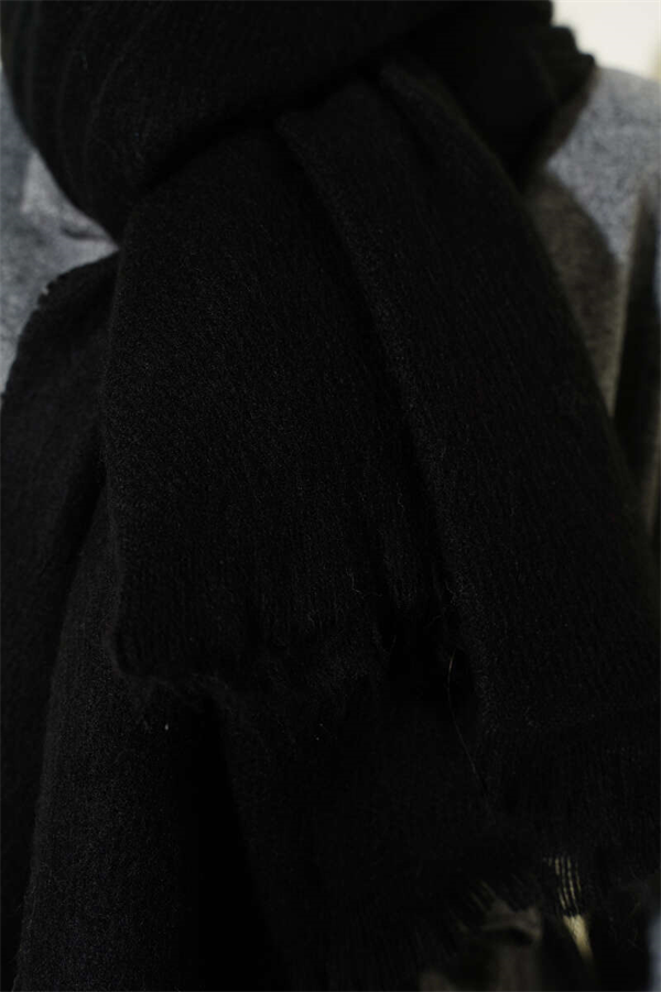 Black Shoulder Shawl with Tassel Detail