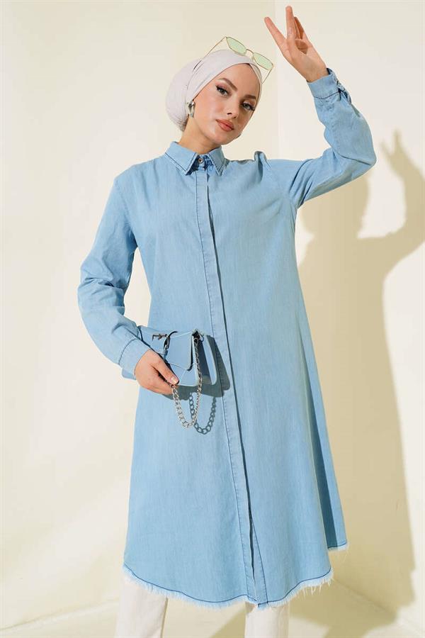 Tassel Denim Tunic Denim Ice Blue