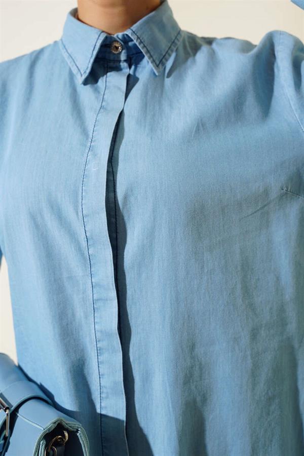 Tassel Denim Tunic Denim Ice Blue