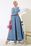 Tassel Denim Vest Set Denim Blue