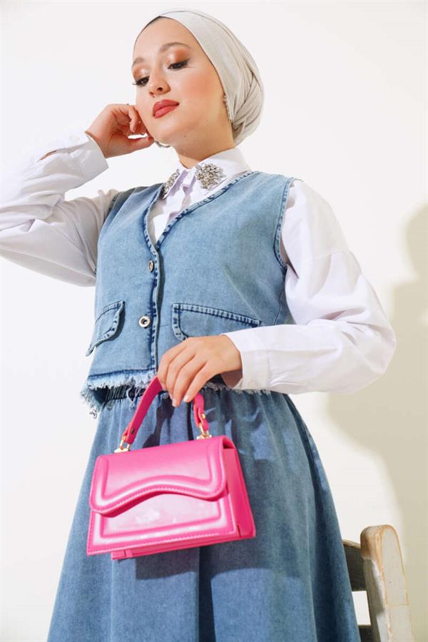 Tassel Denim Vest Set Denim Blue